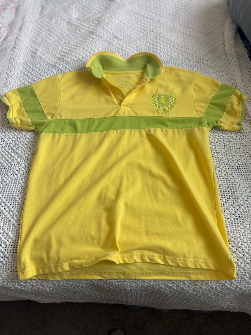 Kids Yellow Polo Shirt with Lime Accent